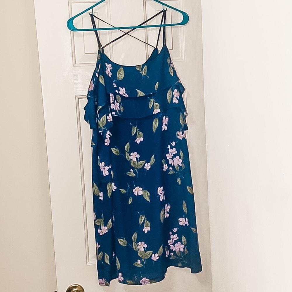 Green floral off the shoulder dress